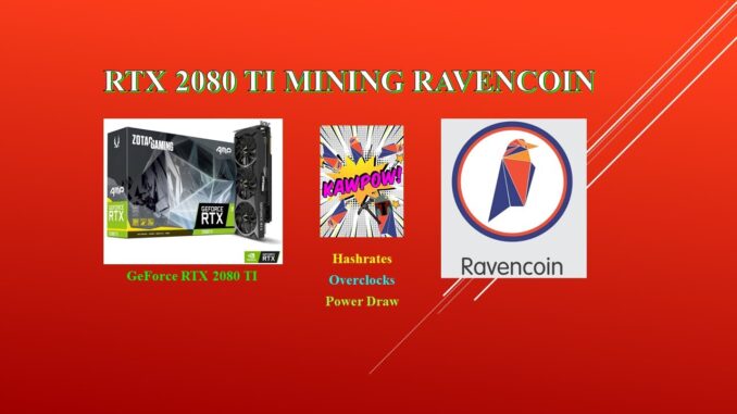 KAWPOW - RTX 2080 TI - Mining Raven Coin | Hashrates - Power Draw - Overclocks